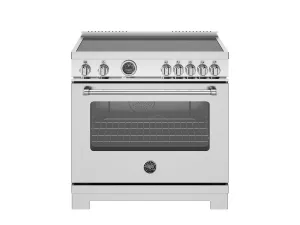 Bertazzoni MAS365ICFEPXT 36 Inch Induction Range. 5 Heating Zones And Cast Iron Griddle. Electric Self-Clean Oven Stainless Steel