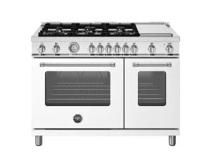 Bertazzoni MAS486GGASBIV 48 Inch All Gas Range. 6 Burner And Griddle Bianco Matt