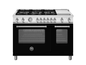 Bertazzoni MAS486GGASNEV 48 Inch All Gas Range. 6 Burner And Griddle Nero Matt