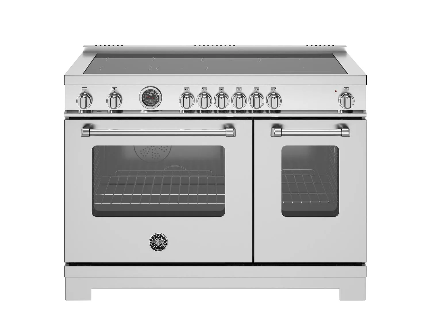 Bertazzoni MAS486IGFEPXT 48 Inch Induction Range. 6 Heating Zones And Cast Iron Griddle. Electric Self-Clean Oven Stainless Steel