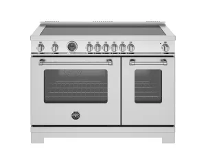 Bertazzoni MAS486IGFEPXT 48 Inch Induction Range. 6 Heating Zones And Cast Iron Griddle. Electric Self-Clean Oven Stainless Steel