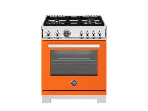 Bertazzoni PRO304BFEPART 30 Inch Dual Fuel Range. 4 Brass Burners. Electric Self-Clean Oven Arancio