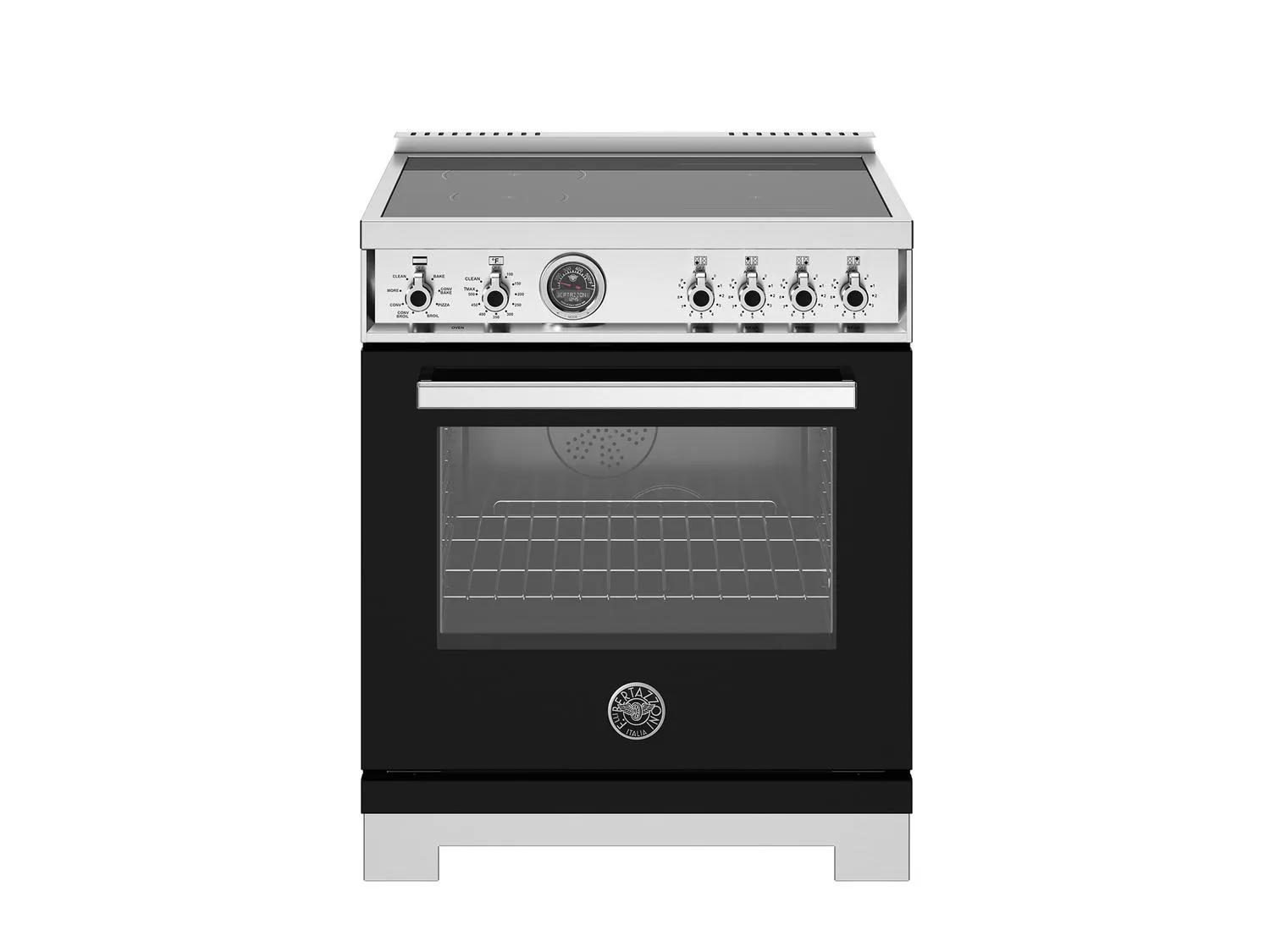 Bertazzoni PRO304IFEPNET 30 Inch Induction Range. 4 Heating Zones. Electric Self-Clean Oven Nero