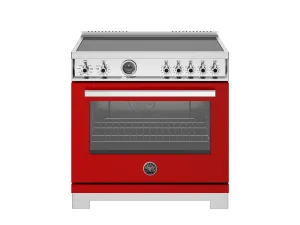 Bertazzoni PRO365ICFEPROT 36 Inch Induction Range. 5 Heating Zones And Cast Iron Griddle. Electric Self-Clean Oven Rosso