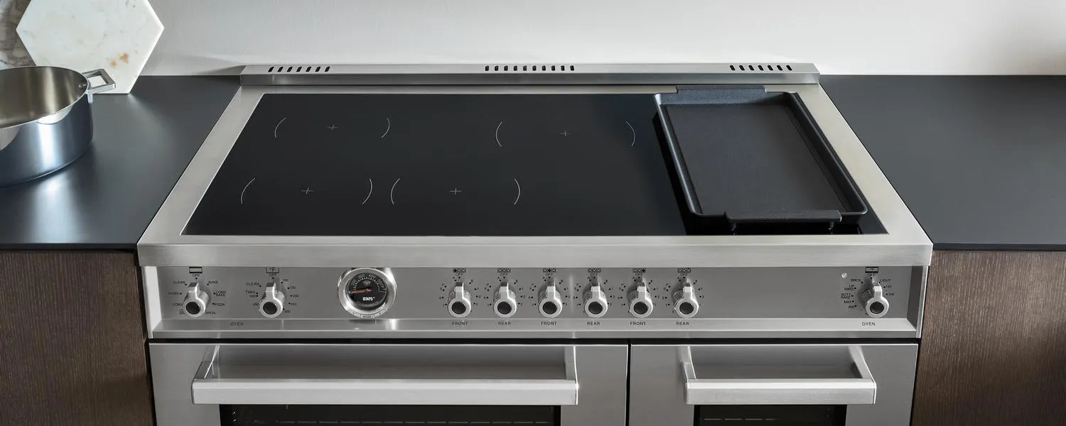 Bertazzoni PRO486IGFEPCAT 48 Inch Induction Range. 6 Heating Zones And Cast Iron Griddle. Electric Self-Clean Oven Carbonio
