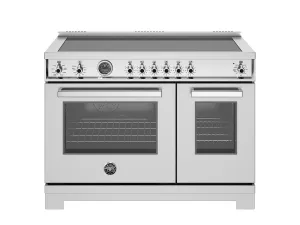 Bertazzoni PRO486IGFEPXT 48 Inch Induction Range. 6 Heating Zones And Cast Iron Griddle. Electric Self-Clean Oven Stainless Steel