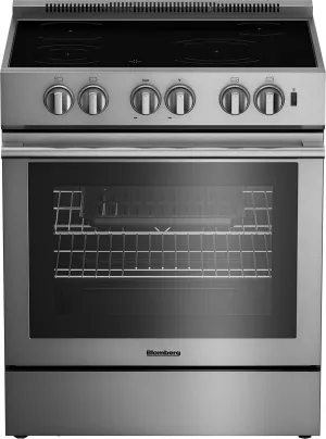 Blomberg Appliances BERU30422SS 30In Electric Stainless Range With 5.7 Cu Ft Self Clean Oven. 4 Burner