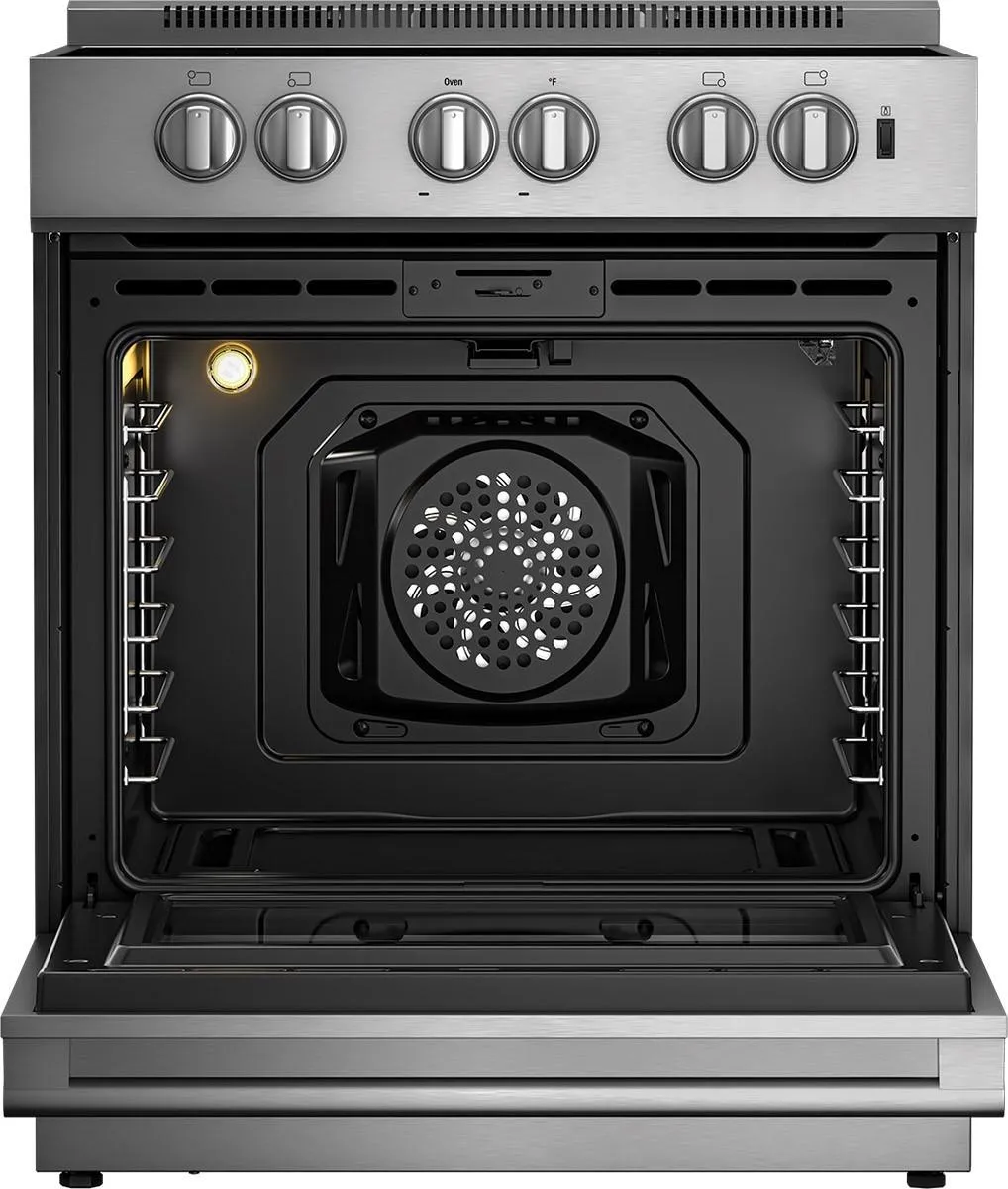Blomberg Appliances BERU30422SS 30In Electric Stainless Range With 5.7 Cu Ft Self Clean Oven. 4 Burner