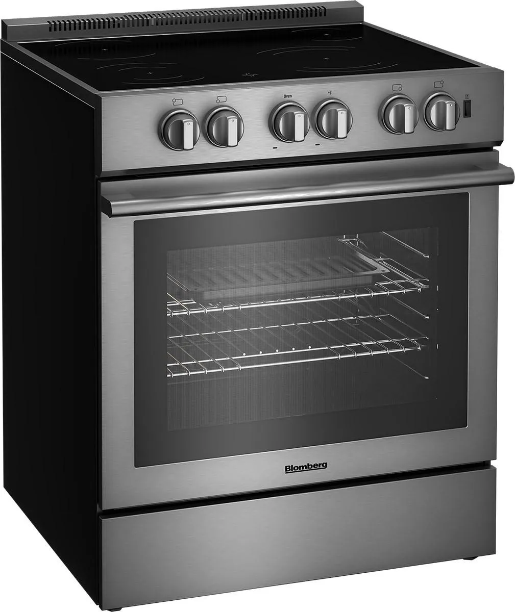 Blomberg Appliances BERU30422SS 30In Electric Stainless Range With 5.7 Cu Ft Self Clean Oven. 4 Burner