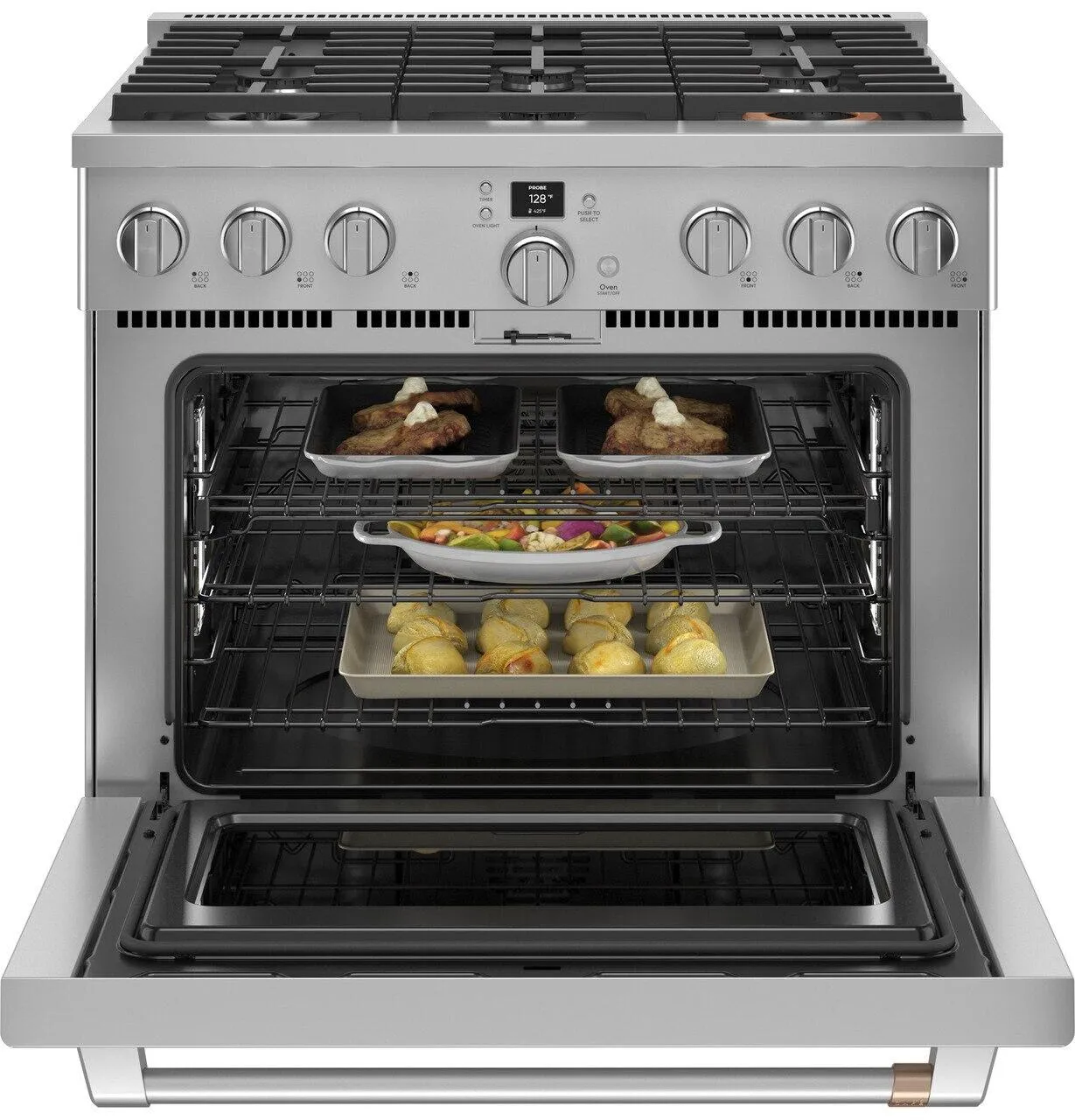 Cafe C2Y366P2TS1 Caf&#8482; 36 Smart Dual-Fuel Commercial-Style Range With 6 Burners (Natural Gas)
