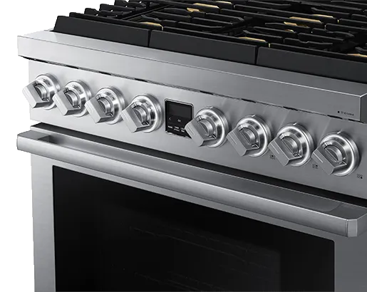 Dacor DOP36T86GLS Transitional 36 Gas Range. Silver Stainless Steel. Natural Gas/Liquid Propane