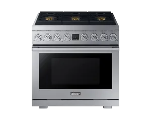 Dacor DOP36T86GLS Transitional 36 Gas Range. Silver Stainless Steel. Natural Gas/Liquid Propane