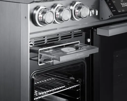 Dacor DOP48C96DLS 48 Pro Dual-Fuel Steam Range. Silver Stainless Steel. Natural Gas & Liquid Propane
