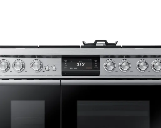Dacor DOP48C96DLS 48 Pro Dual-Fuel Steam Range. Silver Stainless Steel. Natural Gas & Liquid Propane