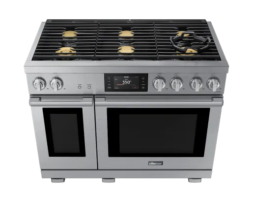 Dacor DOP48T960DSDA 48 Dual-Fuel Steam Range. Silver Stainless. Natural Gas/Liquid Propane
