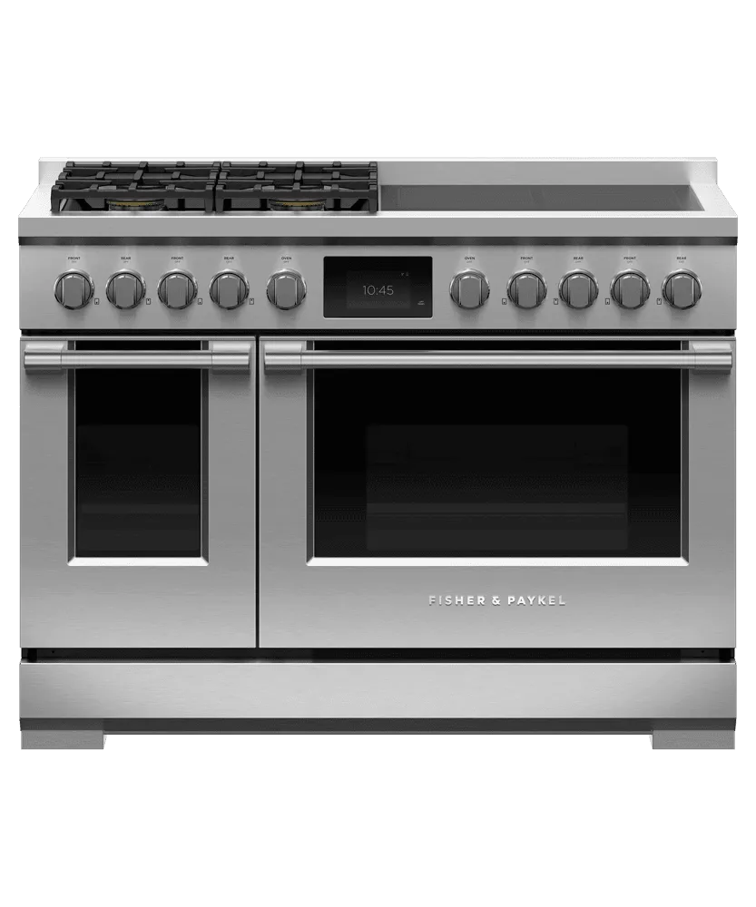 Fisher & Paykel RHV3484N Dual Fuel Range. 48. 4 Burners. 4 Induction Zones. Self-Cleaning