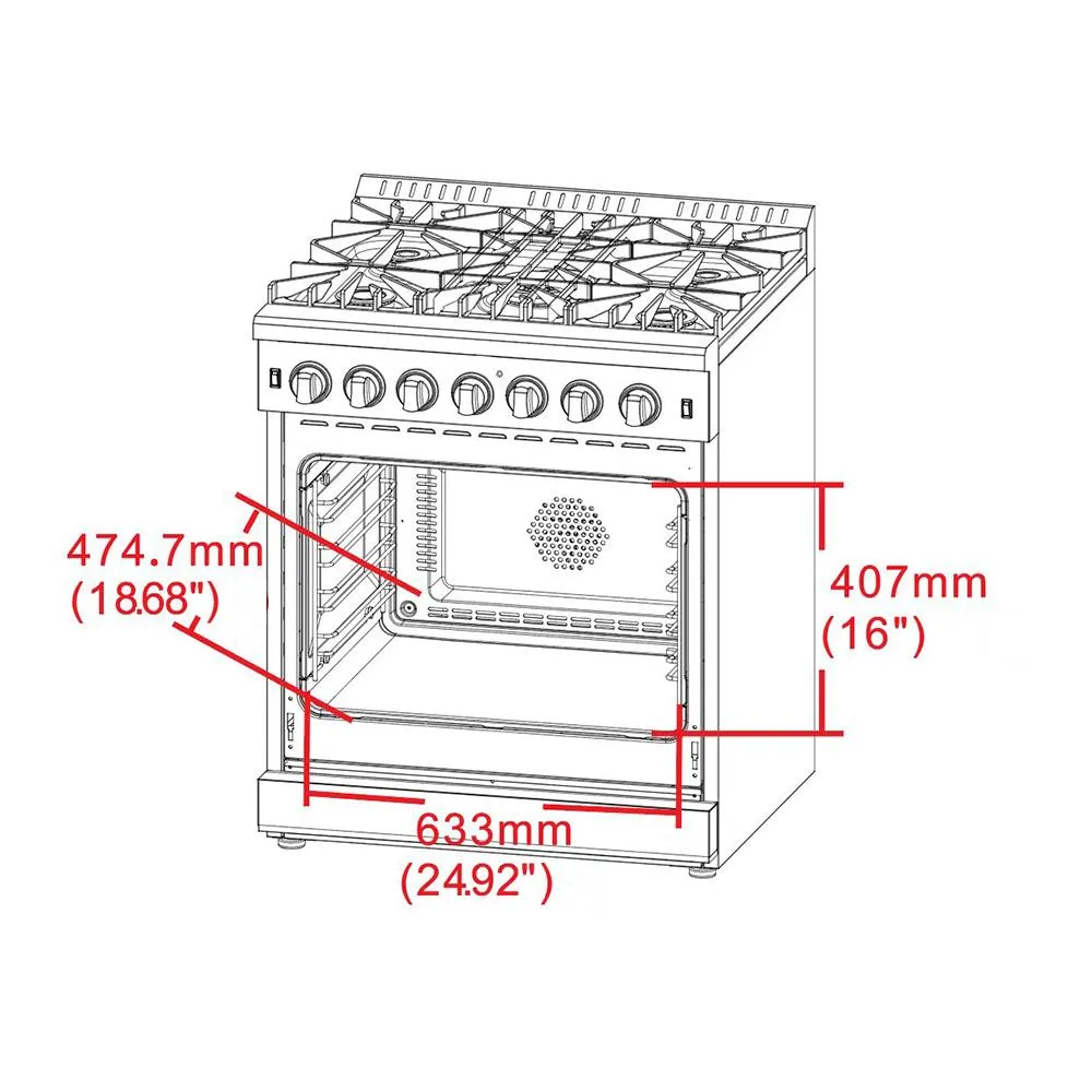 Forno FFSGS626030 Capriasca - Titanium Professional 30 Freestanding Gas Range