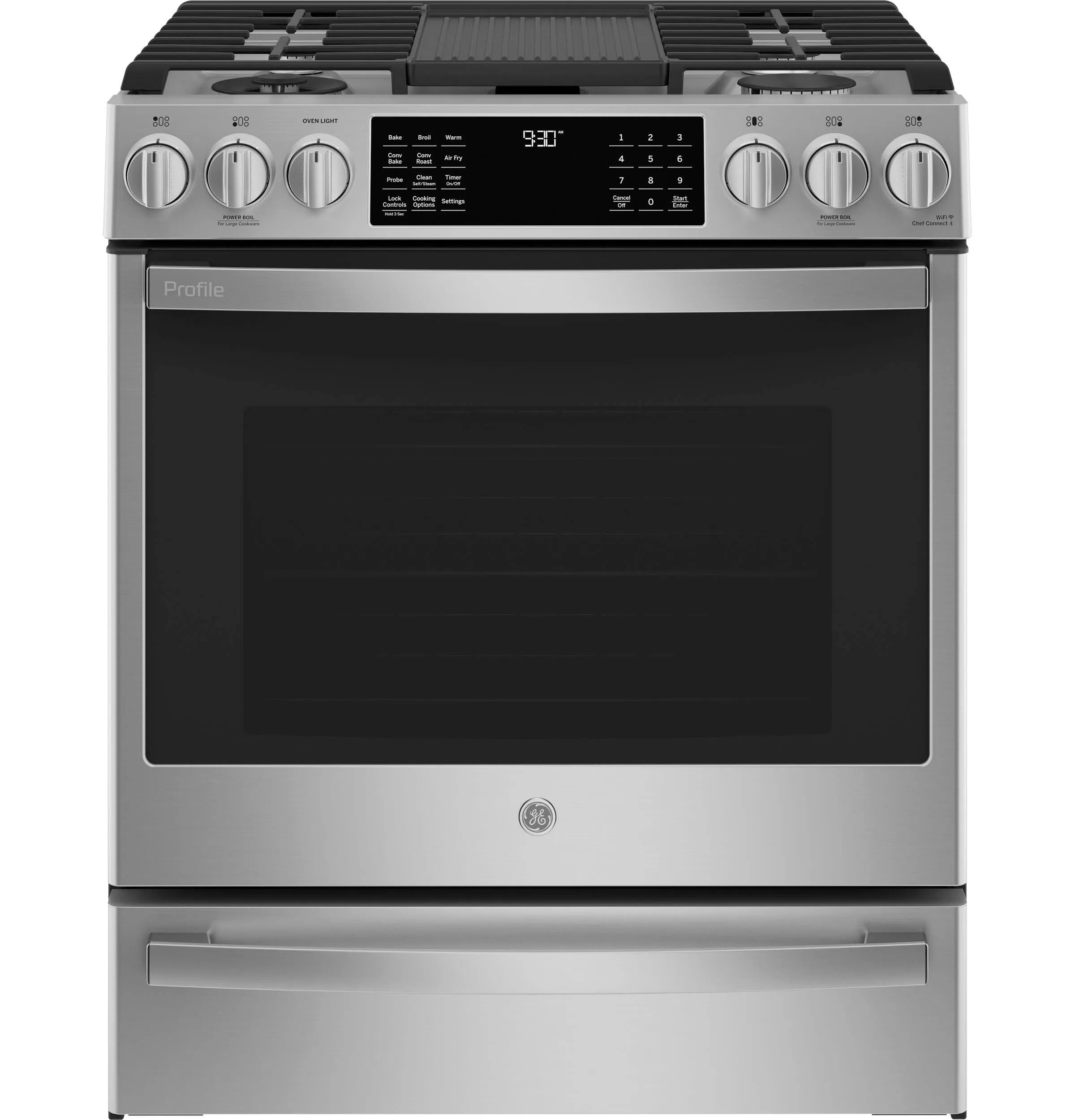 Ge Appliances P2S930YPFS Ge Profile&#8482; 30 Smart Dual Fuel Slide-In Front-Control Fingerprint Resistant Range