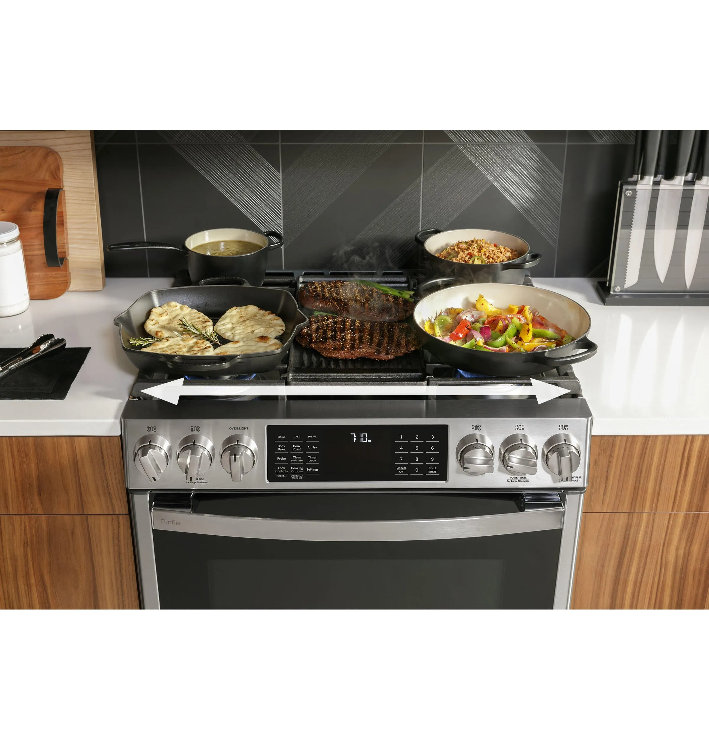 Ge Appliances P2S930YPFS Ge Profile&#8482; 30 Smart Dual Fuel Slide-In Front-Control Fingerprint Resistant Range