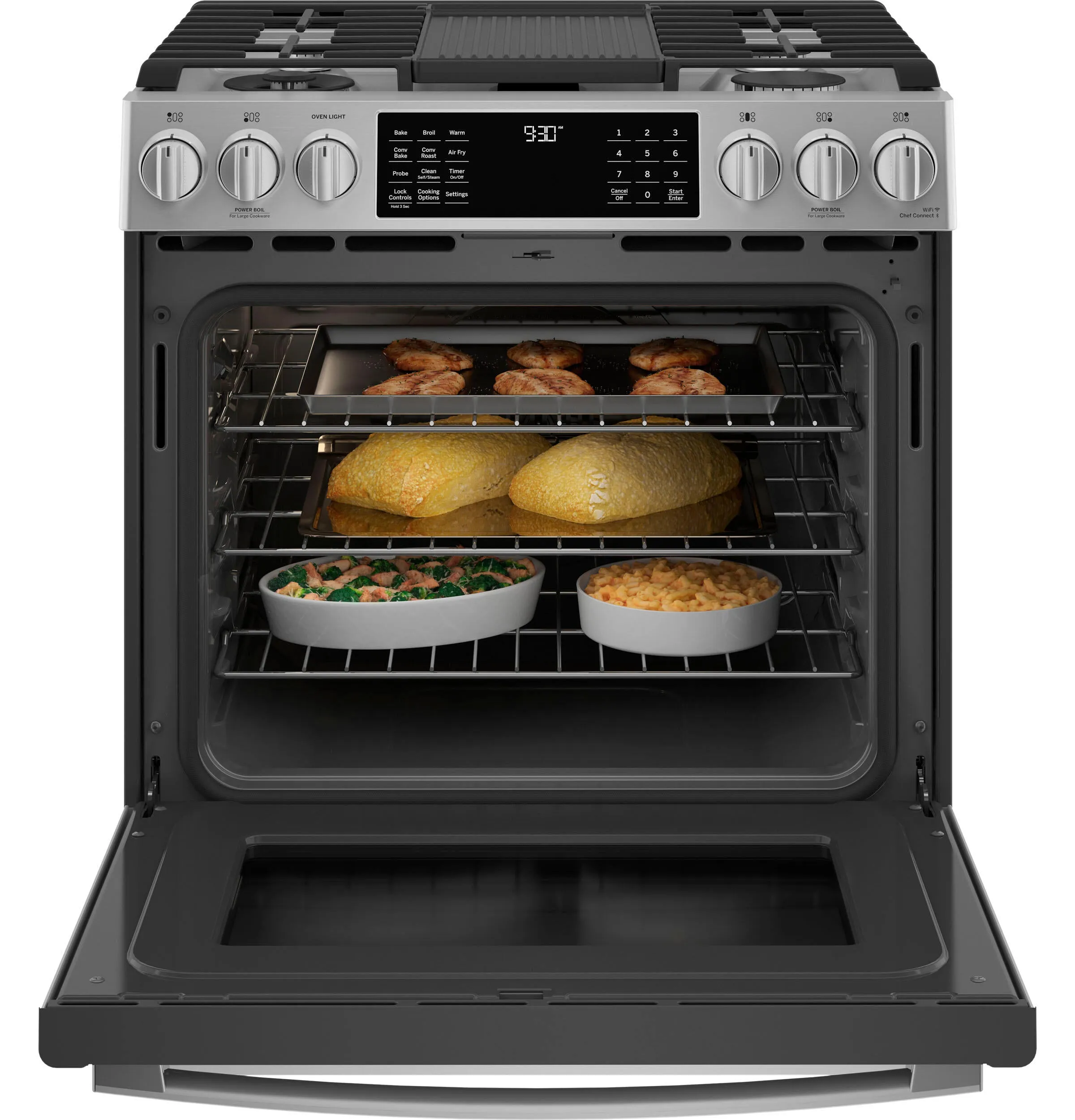 Ge Appliances P2S930YPFS Ge Profile&#8482; 30 Smart Dual Fuel Slide-In Front-Control Fingerprint Resistant Range