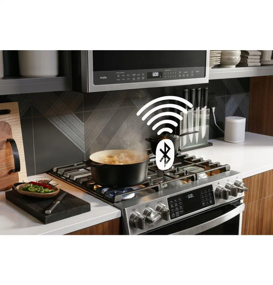 Ge Appliances P2S930YPFS Ge Profile&#8482; 30 Smart Dual Fuel Slide-In Front-Control Fingerprint Resistant Range