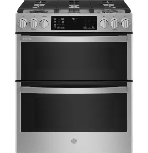 Ge Appliances PGS960YPFS Ge Profile&#8482; 30 Smart Slide-In Front-Control Gas Double Oven Convection Fingerprint Resistant Range