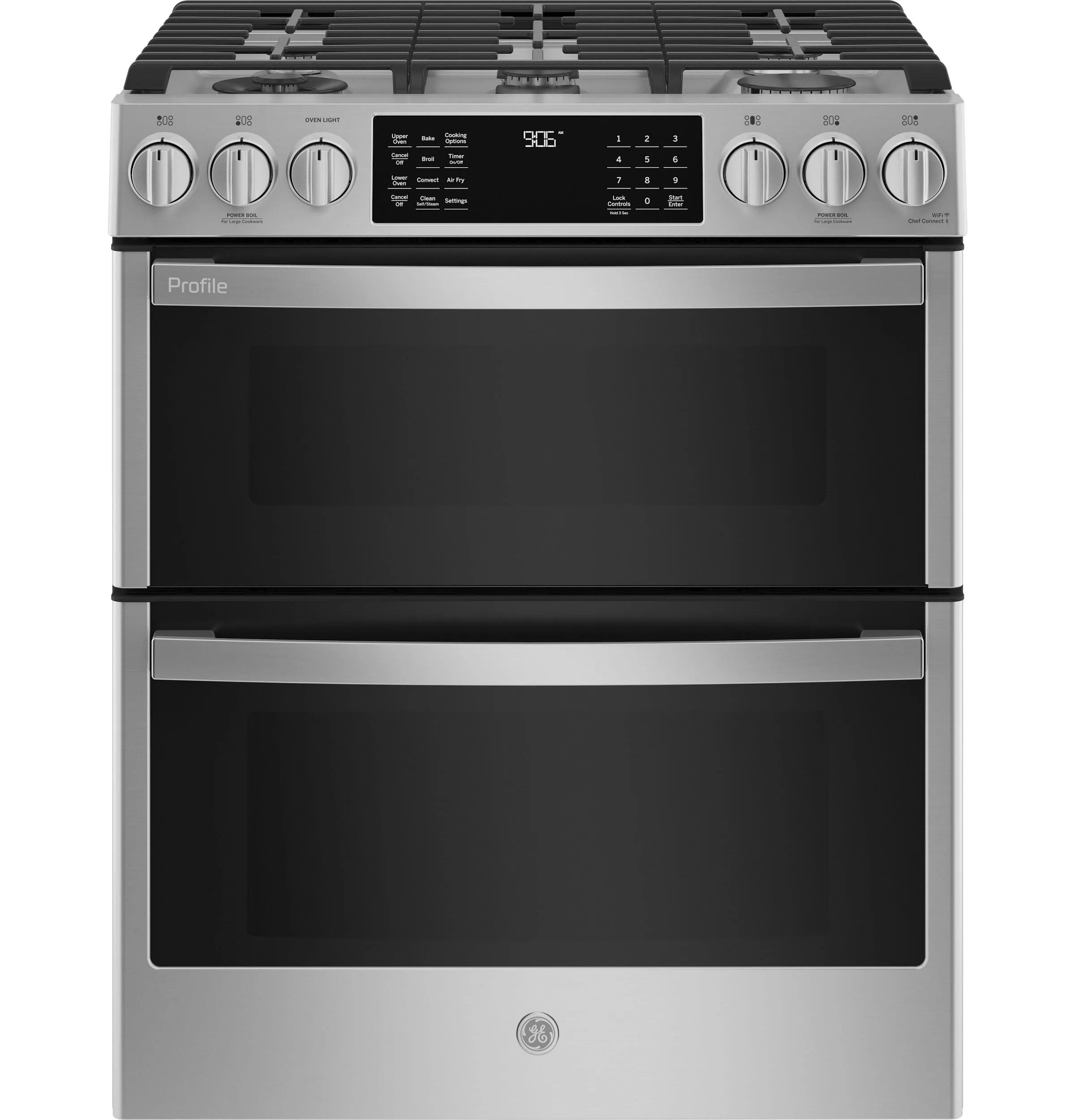 Ge Appliances PGS960YPFS Ge Profile&#8482; 30 Smart Slide-In Front-Control Gas Double Oven Convection Fingerprint Resistant Range