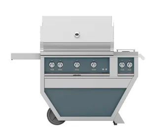 Hestan GABR36CX2LPDG Hestan 36 Liquid Propane Gas Deluxe Freestanding Grill And Cart W/ Double Side Burner Gabr36Cx2 - Dark Grey (Custom Color: Pacific Fog)