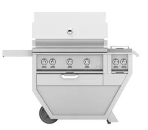 Hestan GABR36CX2NGDG Hestan 36 Natural Gas Deluxe Freestanding Grill And Cart W/ Double Side Burner Gabr36Cx2 - Dark Grey (Custom Color: Pacific Fog)