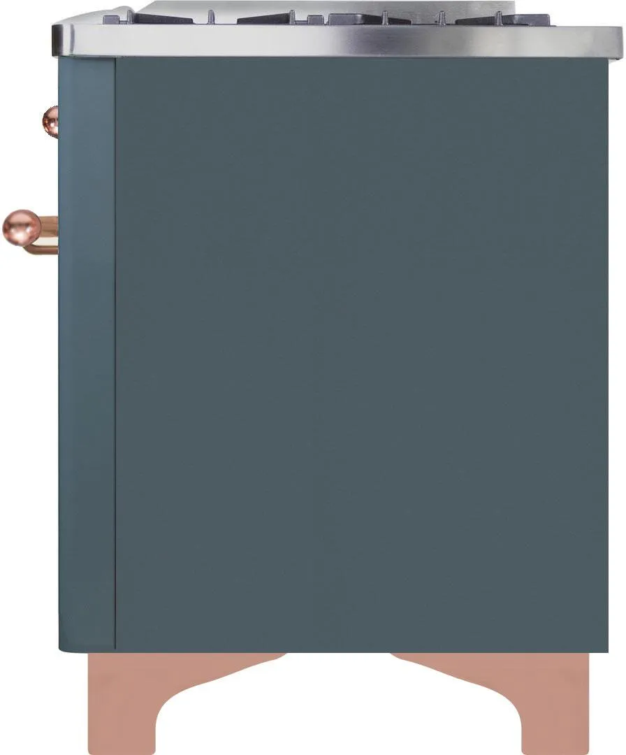 Ilve UMD10FDNS3BGPLP Majestic Ii 40 Inch Dual Fuel Liquid Propane Freestanding Range In Blue Grey With Copper Trim