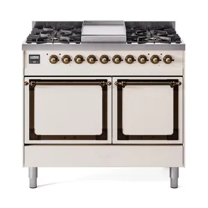 Ilve UND40FQNMPAWBLP Ilve Und40Fqnmpawblp Nostalgie Ii Noblesse 40 Dual Fuel Range (Liquid Propane. Solid Door. Antique White. Burnished)