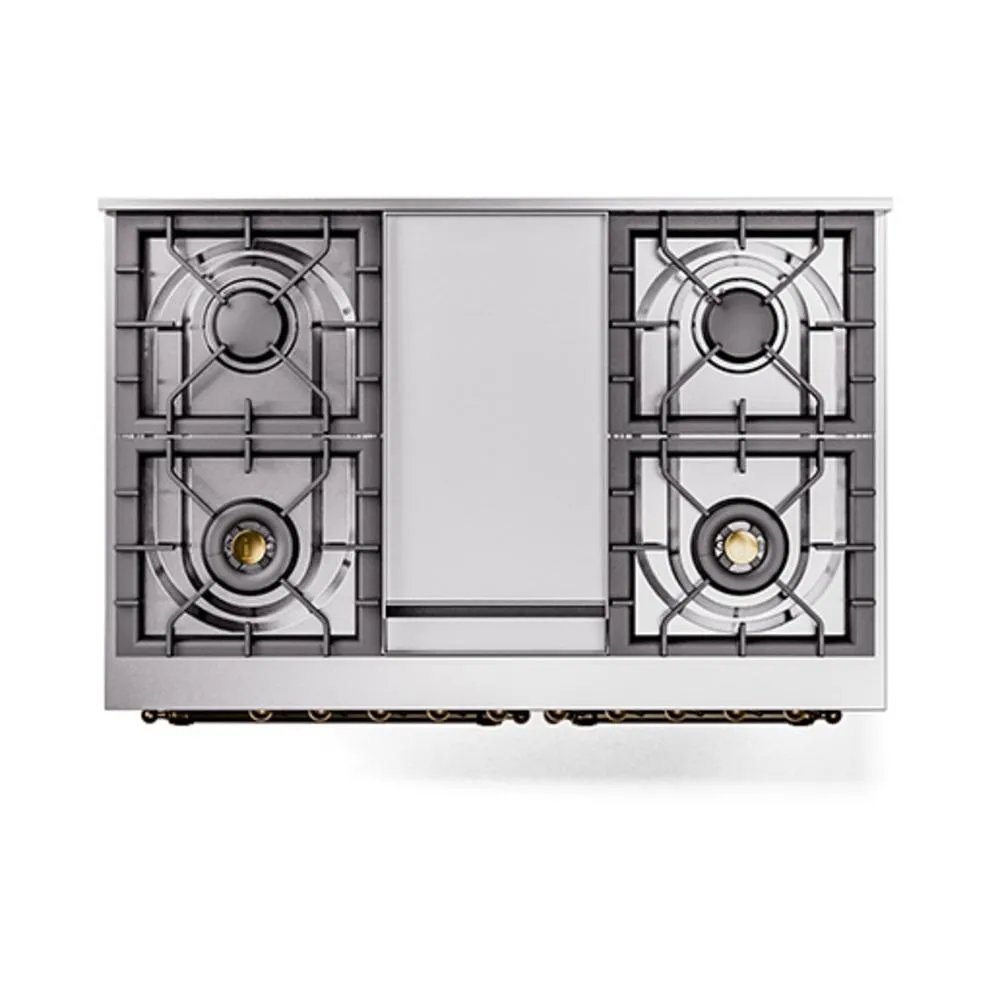 Ilve UND40FQNMPAWP Ilve Und40Fqnmpawp Nostalgie Ii Noblesse 40 Dual Fuel Range (Natural Gas. Solid Door. Antique White. Copper)