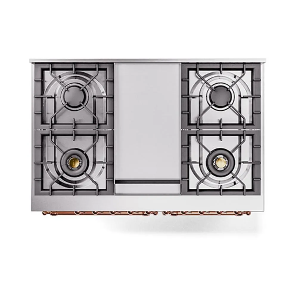 Ilve UND40FQNMPAWPLP Ilve Und40Fqnmpawplp Nostalgie Ii Noblesse 40 Dual Fuel Range (Liquid Propane. Solid Door. Antique White. Copper)