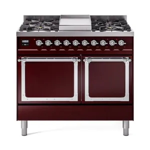 Ilve UND40FQNMPBUCLP Ilve Und40Fqnmpbuclp Nostalgie Ii Noblesse 40 Dual Fuel Range (Liquid Propane. Solid Door. Burgundy. Chrome)