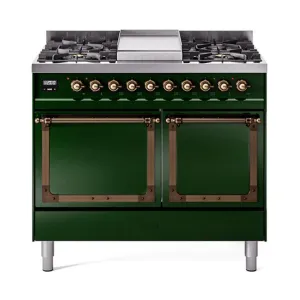 Ilve UND40FQNMPEGBLP Ilve Und40Fqnmpegblp Nostalgie Ii Noblesse 40 Dual Fuel Range (Liquid Propane. Solid Door. Emerald Green. Burnished)