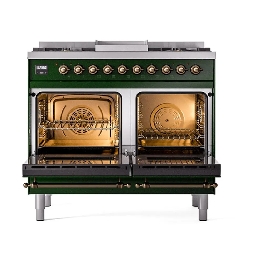 Ilve UND40FQNMPEGBLP Ilve Und40Fqnmpegblp Nostalgie Ii Noblesse 40 Dual Fuel Range (Liquid Propane. Solid Door. Emerald Green. Burnished)