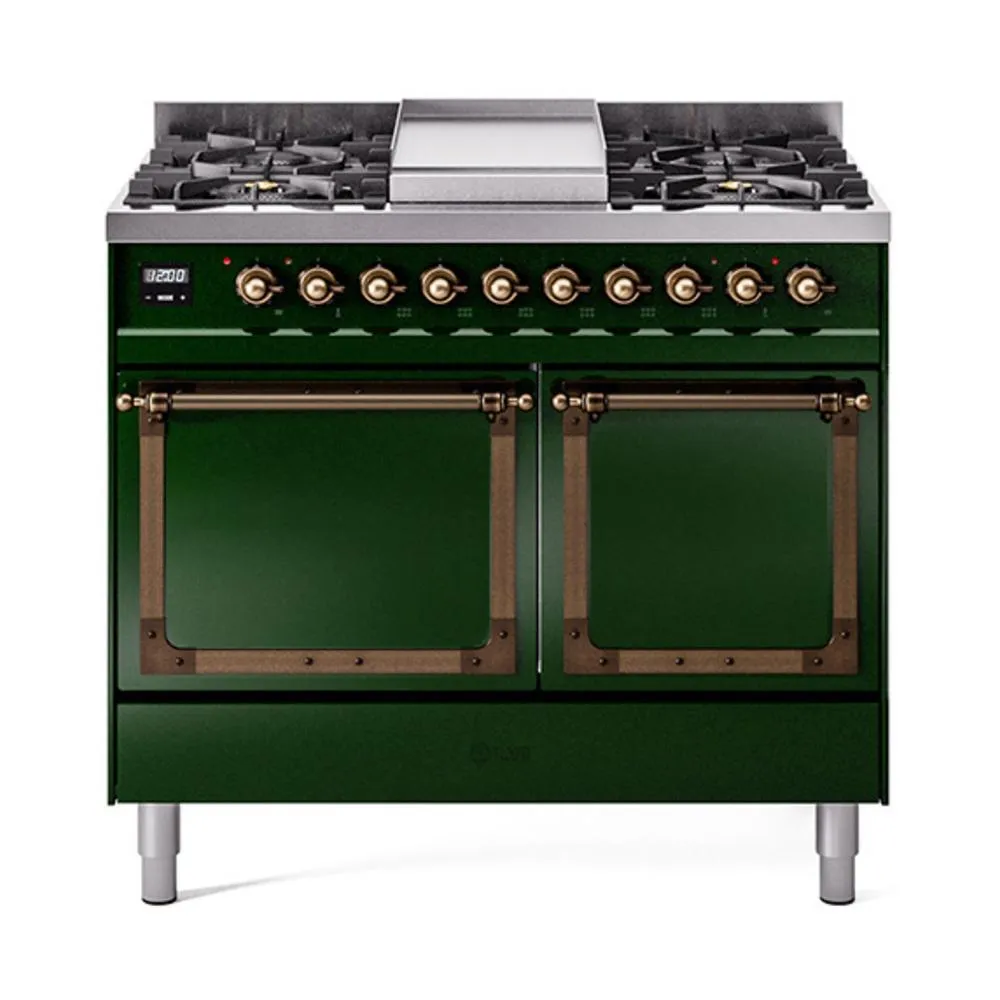 Ilve UND40FQNMPEGBLP Ilve Und40Fqnmpegblp Nostalgie Ii Noblesse 40 Dual Fuel Range (Liquid Propane. Solid Door. Emerald Green. Burnished)