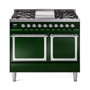 Ilve UND40FQNMPEGC Ilve Und40Fqnmpegc Nostalgie Ii Noblesse 40 Dual Fuel Range (Natural Gas. Solid Door. Emerald Green. Chrome)