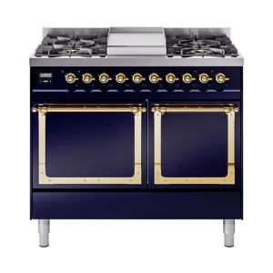 Ilve UND40FQNMPMBGLP Ilve Und40Fqnmpmbglp Nostalgie Ii Noblesse 40 Dual Fuel Range (Liquid Propane. Solid Door. Midnight Blue. Brass)