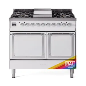 Ilve UND40FQNMPRAC Ilve Und40Fqnmprac Nostalgie Ii Noblesse 40 Dual Fuel Range (Natural Gas. Solid Door. Ral. Chrome)