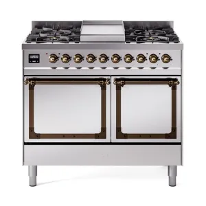Ilve UND40FQNMPSSBLP Ilve Und40Fqnmpssblp Nostalgie Ii Noblesse 40 Dual Fuel Range (Liquid Propane. Solid Door. Stainless Steel. Burnished)