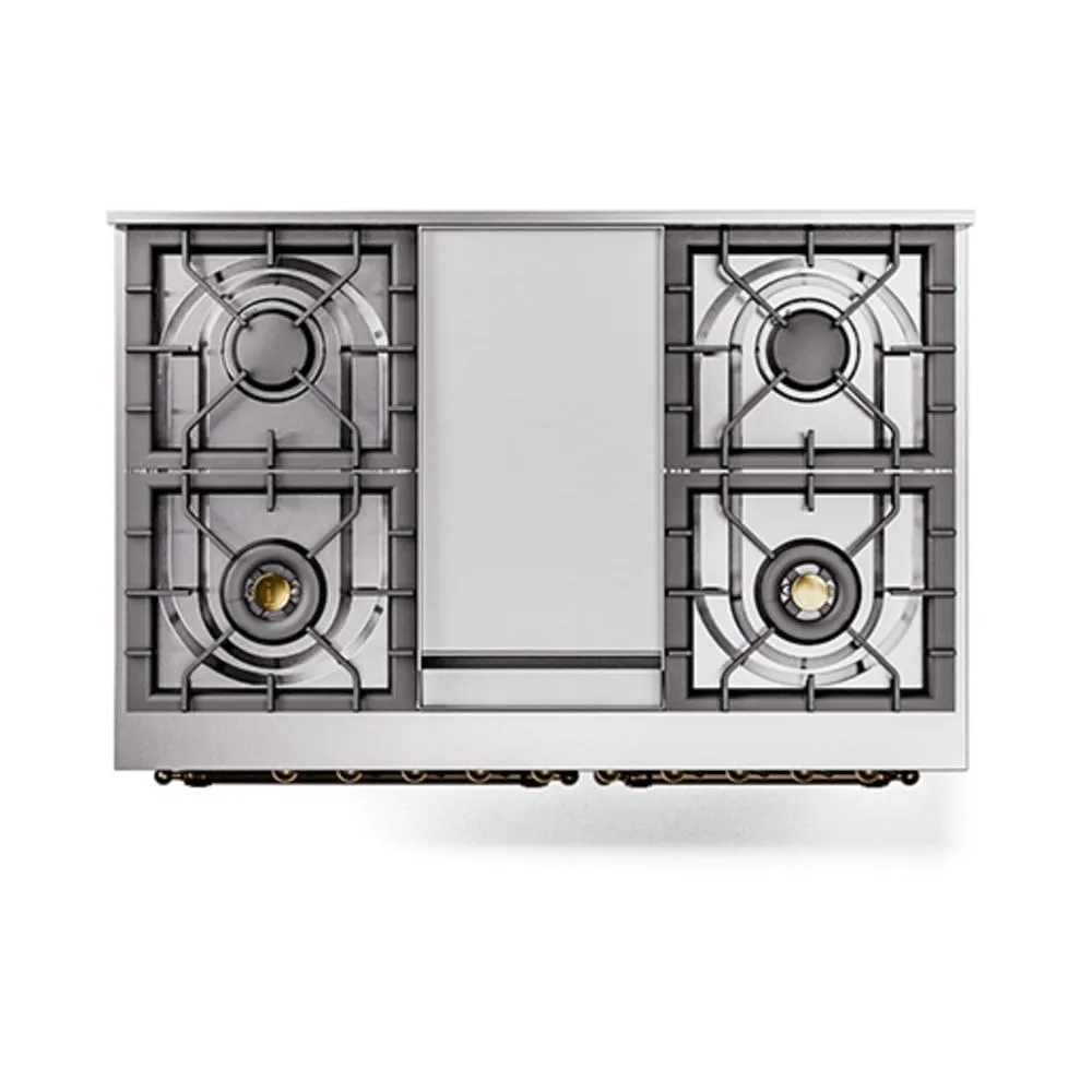 Ilve UND40FQNMPSSBLP Ilve Und40Fqnmpssblp Nostalgie Ii Noblesse 40 Dual Fuel Range (Liquid Propane. Solid Door. Stainless Steel. Burnished)
