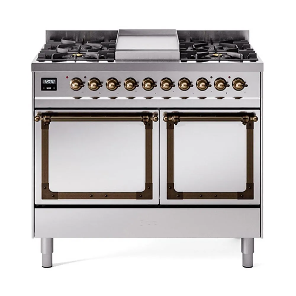 Ilve UND40FQNMPSSBLP Ilve Und40Fqnmpssblp Nostalgie Ii Noblesse 40 Dual Fuel Range (Liquid Propane. Solid Door. Stainless Steel. Burnished)