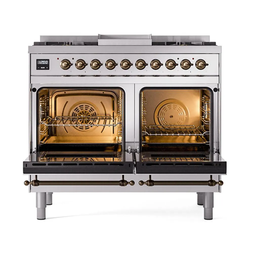 Ilve UND40FQNMPSSBLP Ilve Und40Fqnmpssblp Nostalgie Ii Noblesse 40 Dual Fuel Range (Liquid Propane. Solid Door. Stainless Steel. Burnished)
