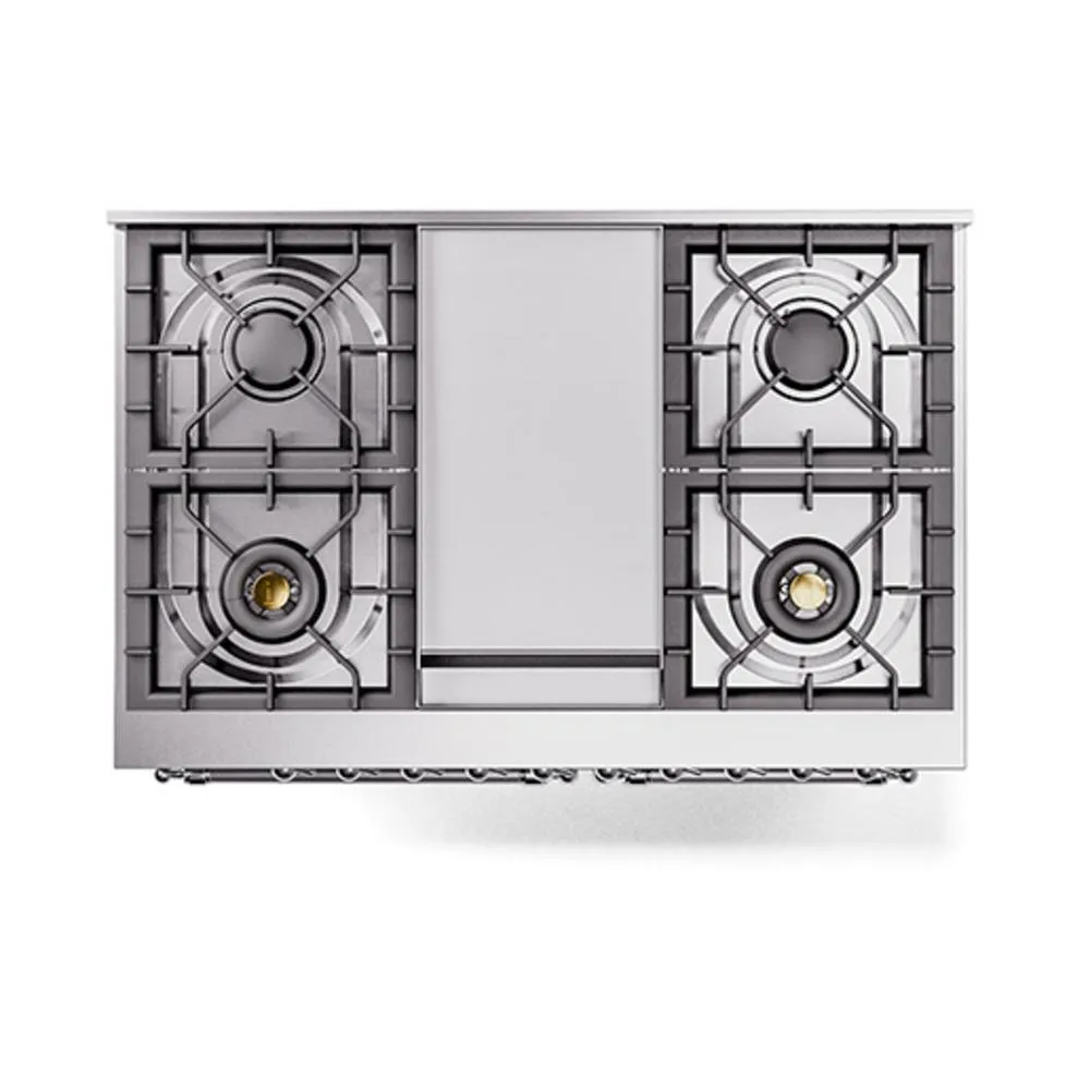 Ilve UND40FQNMPSSCLP Ilve Und40Fqnmpssclp Nostalgie Ii Noblesse 40 Dual Fuel Range (Liquid Propane. Solid Door. Stainless Steel. Chrome)
