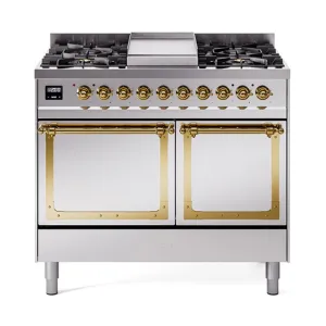 Ilve UND40FQNMPSSGLP Ilve Und40Fqnmpssglp Nostalgie Ii Noblesse 40 Dual Fuel Range (Liquid Propane. Solid Door. Stainless Steel. Brass)