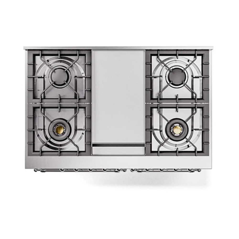 Ilve UND40FQNMPWHCLP Ilve Und40Fqnmpwhclp Nostalgie Ii Noblesse 40 Dual Fuel Range (Liquid Propane. Solid Door. White. Chrome)