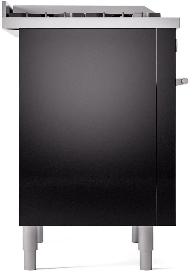 Ilve UP36FWMPBKLP Professional Plus Ii 36 Inch Dual Fuel Liquid Propane Freestanding Range In Glossy Black With Trim