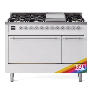 Ilve UP48FQNMPRAC Nostalgie Ii 48 Inch Dual Fuel Natural Gas Freestanding Range In Ral Custom Color With Chrome Trim