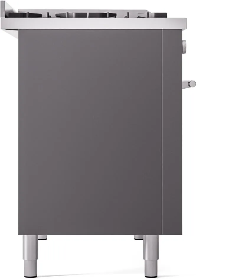 Ilve UP48FWMPMGLP Professional Plus Ii 48 Inch Dual Fuel Liquid Propane Freestanding Range In Matte Graphite With Trim